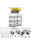 3-Tier Bar Cart with Wheels, Glass Serving Trolley with Clear Glass Shelves & Welded Metal Frame, Rolling Beverage Cart with 2 Locking Casters, - 2