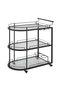 3-Tier Bar Cart with Wheels, Glass Serving Trolley with Clear Glass Shelves & Welded Metal Frame, Rolling Beverage Cart with 2 Locking Casters,