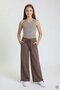 Brown Girls' Striped Cropped Sweatshirt 3-Piece Wide-Leg Sweatpants Set 24777 - 4