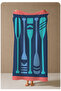 Navy Blue Turquoise Fork Spoon Kitchen Utensils Patterned 70X150 Beach Towel - Digital Printed Colorfast Bath Towel - 4