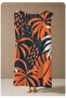 Navy Blue Orange Tropical Leaf Patterned 70X150 Beach Towel - Cotton Bath Towel - 4