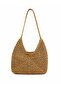 Mink Color Handmade Paper String Knitted Daily Straw Women's Shoulder Bag (Unlined) - 5