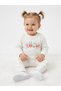 Cotton Heart and Ruffle Detailed Snap Fastener 2-Piece Baby Girl Set
