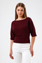 Stone Detailed Lycra Wide Collar Stylish Bodysuit - 5
