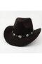 Unisex cowboy hat black metal buckle felt fedora.