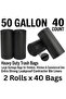 50 Gallon Heavy Duty Trash Bags – 40 Count (2 Rolls x 20 Bags) – Extra Strong Leakproof Contractor Garbage Bags – Large Industrial Bin Liners for Outdoor, Kitchen, Commercial, Office & Construction - 3