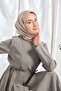Twill Silk Scarf Mini Bouquet Light Gray