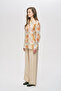 Women's Floral Patterned Relaxed Fit Orange - Cream Transparent Shirt - 4