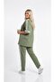 Women's Plus Size Short Sleeve Crew Neck Side Stripe Tracksuit Set 8288-26 - 3