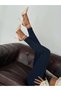 Women's Dark Blue Skinny Cut Narrow Leg Navy Blue Denim Jean Trousers High Waist