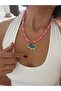 Handmade Broken Chain Eye Part Porcelain Fully Design Pink Color Necklace - 4