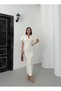 Women's Naturel Maxi Shirt Collar Buttoned Hidden Zipper Pocket Detailed Dress - 2