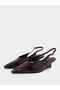 Brown Patent Slingback Mid-Heel Slingback Pumps - 2