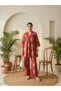 Multi-Color Floral Print Pleated Details Top and Trousers Co-Ord Set By Imana - 4