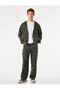 Cotton Camouflage Patterned Comfortable Fit Hooded Zippered Denim Jacket