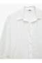 Regular Fit Spread Collar Three Quarter Sleeve Buttoned Satin Shirt - 3