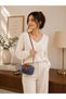 Women's Plush Mini Hand and Shoulder Bag – Gold Detailed Flap Bag - 2