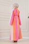 Eflal Striped Judge Collar Dress-Pink - 4