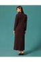 High Neck Long Dress with Drape and Accessory Detail - 3