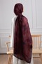 Antique Floral Patterned Soft Shawl Claret Red - 6