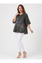 Women's Scalloped Bat Sleeve Loose Fit Italian Style Shirt Collar Tunic - 4