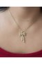 316L Steel Women's Pink Stone Bowknot Necklace Gold Color Elegant Stylish Pinteres Necklace Jewelry Accessory - 2