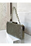 Anthracite Gray Platinum Pearl Handle Striped Laser Patterned Women's Evening Dress Bag Wedding Engagement Graduation - 2