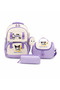 Korean Kuromi 4-Piece School Bag Set Orthopedic Backpack - Twill Fabric, Thermal Lunch Bag, Pencil Case, and Wallet