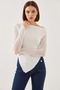 Women's Tulle Detailed Asymmetrical Cut White Blouse - 5