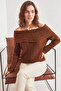 Women's Degaje Collar Brown Sweater - 6