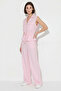 Women's Zippered Double Pocket Adjustable Vest with Elastic Waist Pink Set - 2