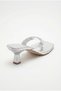 Women's Blunt Toe Flip Flop Heeled Slippers Sandals Silver - 3