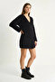 Women's Double-Breasted Side-Tie Soft Textured Knitwear Kimono Black - 2