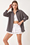 Women's Off-Shoulder Oversize Basic Wrinkled Smoked Shirt - 5