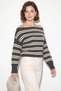 Women's Boat Neck Striped Knitwear Anthracite Sweater - 3