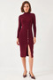 Women's Corded Buttoned Knitwear Burgundy Dress - 7