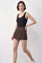 Women's U-Neck Lace Cotton Undershirt Black - 3