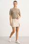 Women's Floral Motif Embossed Embroidery Detailed Short Sleeve Knitwear Dark Beige Sweater - 3