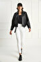 Women's Oversize Buckle Leather Black Jacket - 3