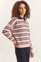 Women's Polo Collar Striped Knitwear Pink Sweater - 2