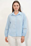 Women's Oversize Patterned Blue Shirt