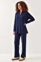 Women's Long Sleeve Navy Blue Top and Bottom Set - 2