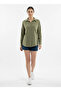 Women's Single Pocket Oversize Linen Light Khaki Shirt with Pockets - 3