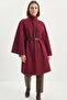 Women's Belted Cashmere Araboy Poncho Claret Red - 6