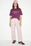 Women's Embroidered Text Embroidered Boat Neck t Shirt Purple