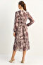 Women's Elastic Waist V-Neck Button Detailed Lined Patterned Chiffon Mink Dress - 6