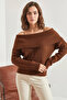 Women's Degaje Collar Brown Sweater - 5