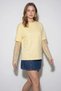 Women's Crew Neck Lace Sleeve Oversize Cotton t Shirt Yellow - 3