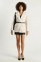 Women's Pocket Detailed Lined Belted Plush Textured Cream Jacket - 5