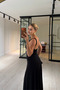 Square Neckline Backless Black Sandy Dress - 3